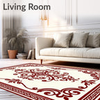 Classic Red Vine Scrollwork Decor Rug