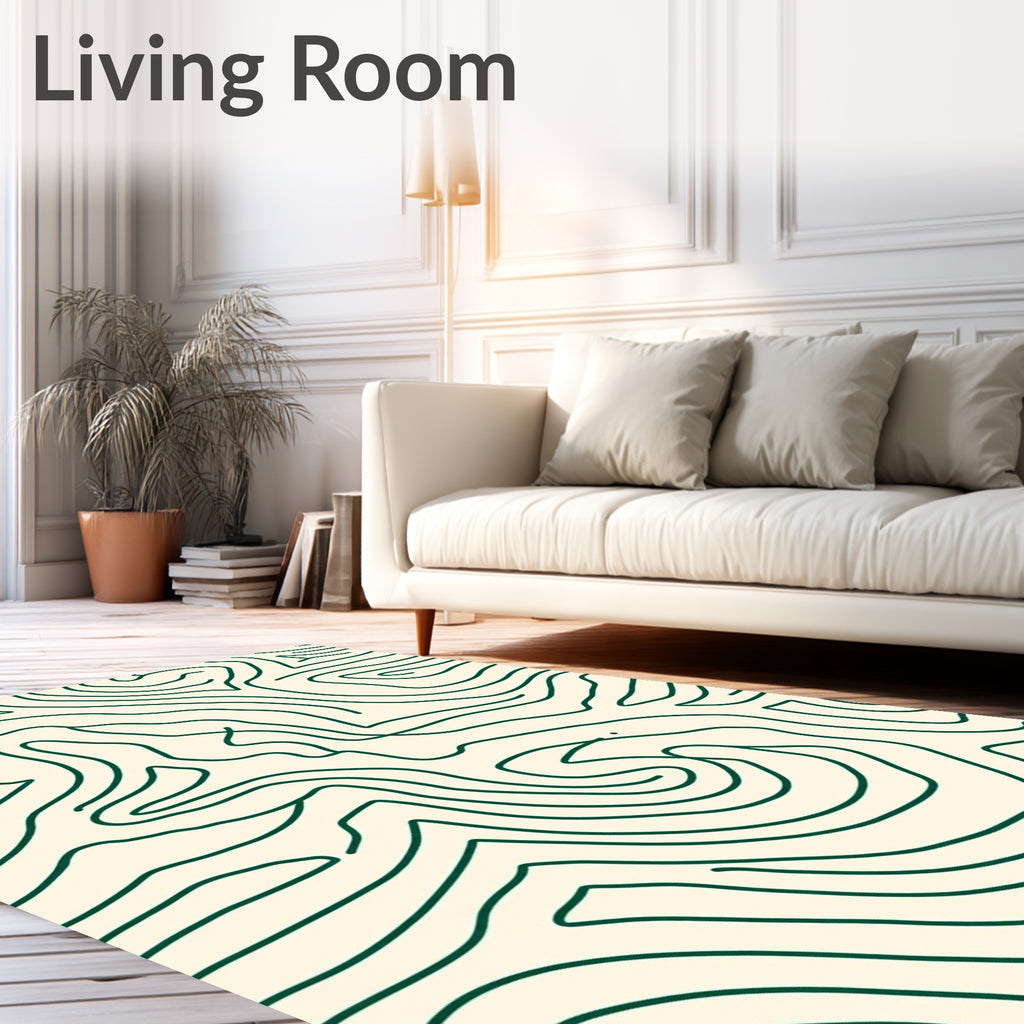 Swirling Contour Green Beige Rug
