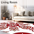 Red Yellow Floral Mandala Design Rug
