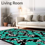 Bold Floral Geometric Teal Rug