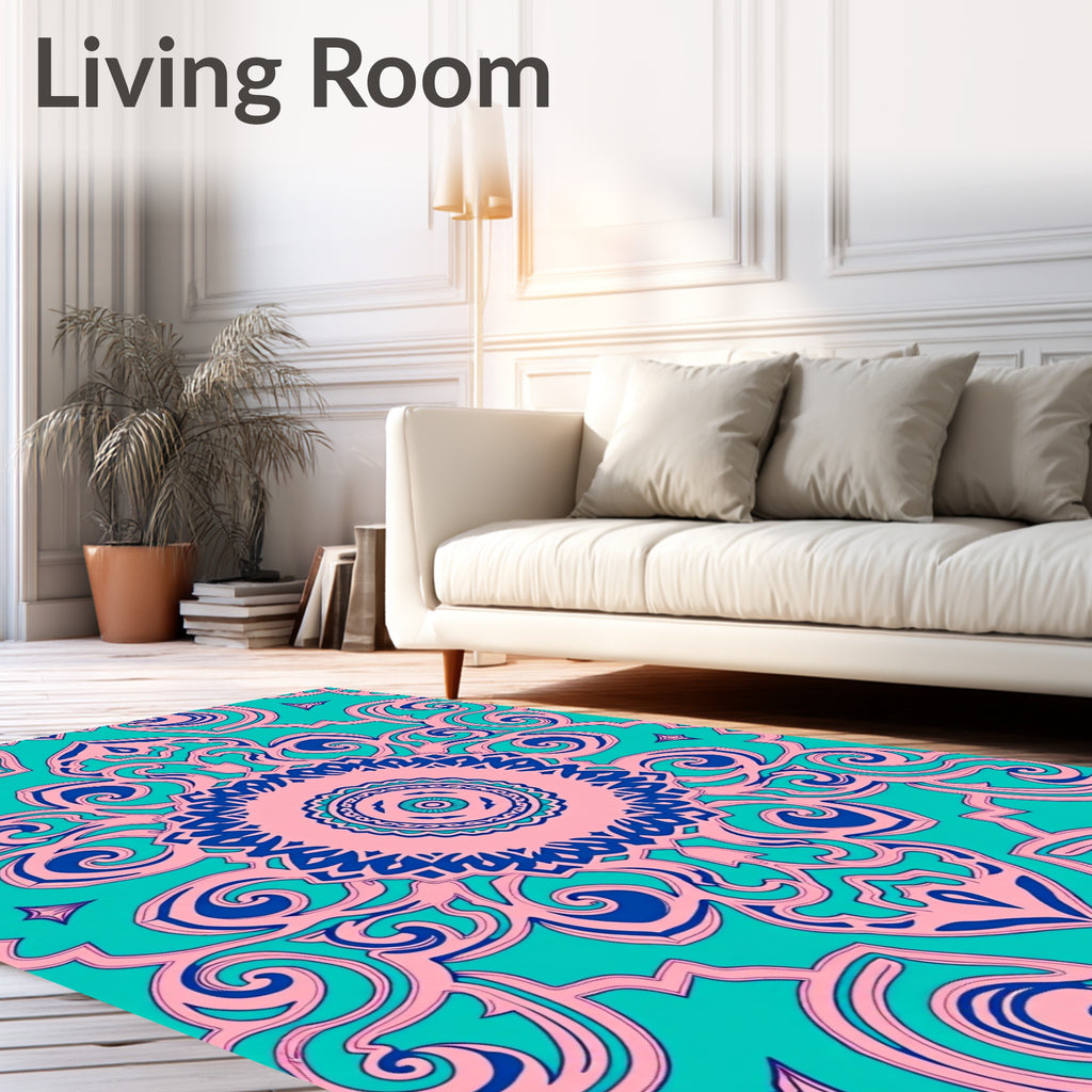 Retro Circular Floral Medallion Rug