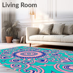 Retro Circular Floral Medallion Rug
