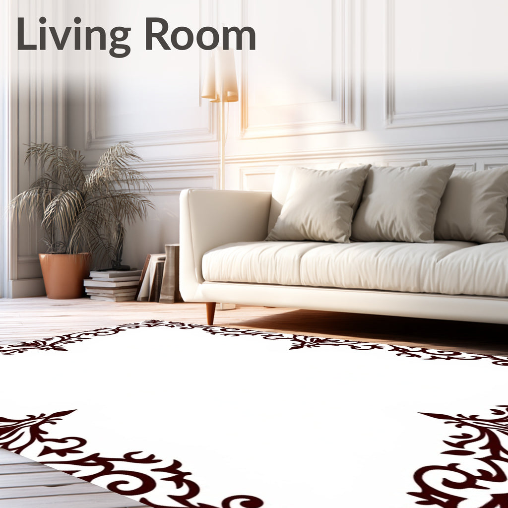 Elegant Dark Brown Swirl Pattern Rug