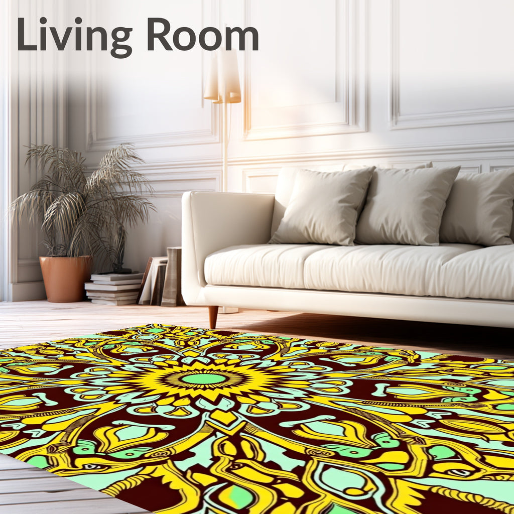 Ornate Sunburst Mandala Pattern Rug