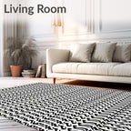 Abstract Black Wavy Stripe Pattern Rug