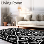 Black White Skull Patterned Gothic Rug