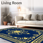 Golden Floral Medallion With Border Rug