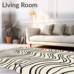 Black Wave Pattern Abstract Design Rug