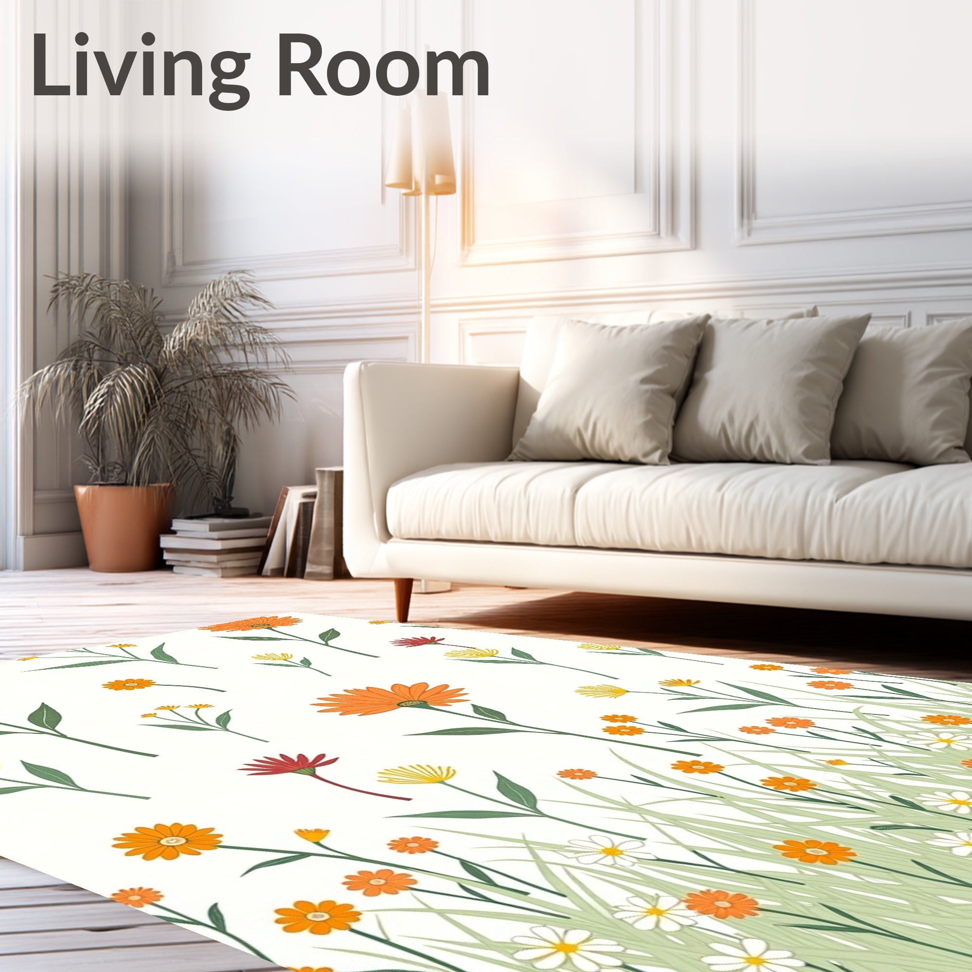 Whimsical Floral Meadow Pattern Rug