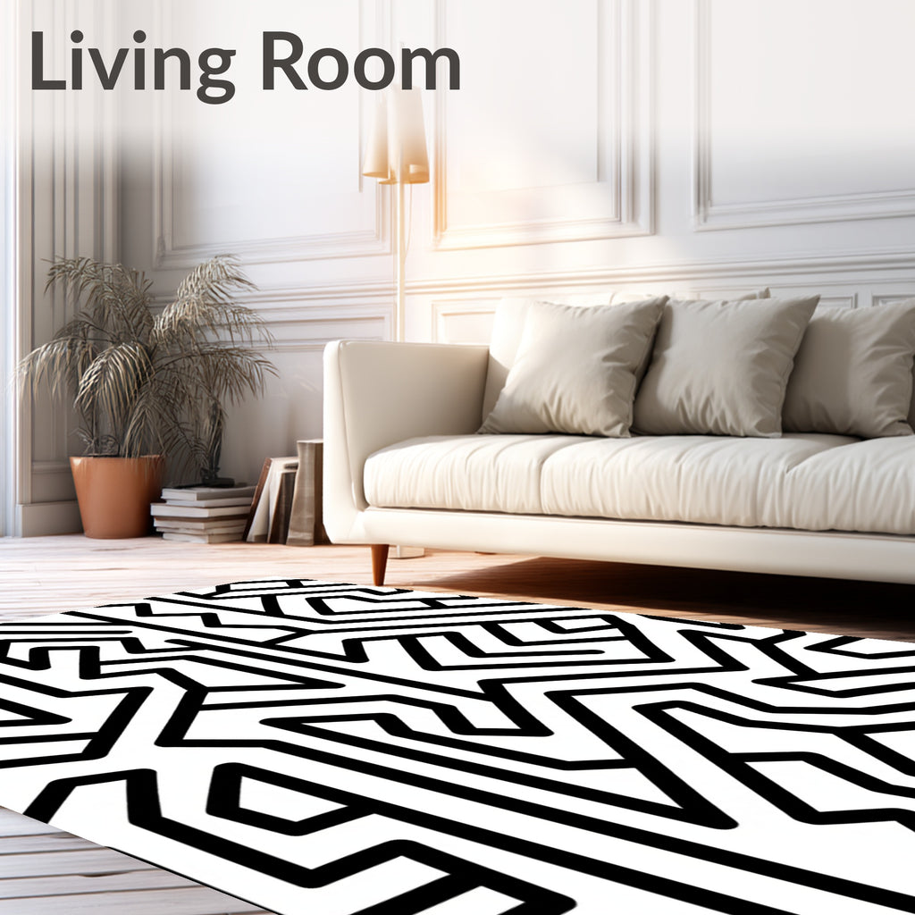 Abstract Geometric Maze Pattern Rug