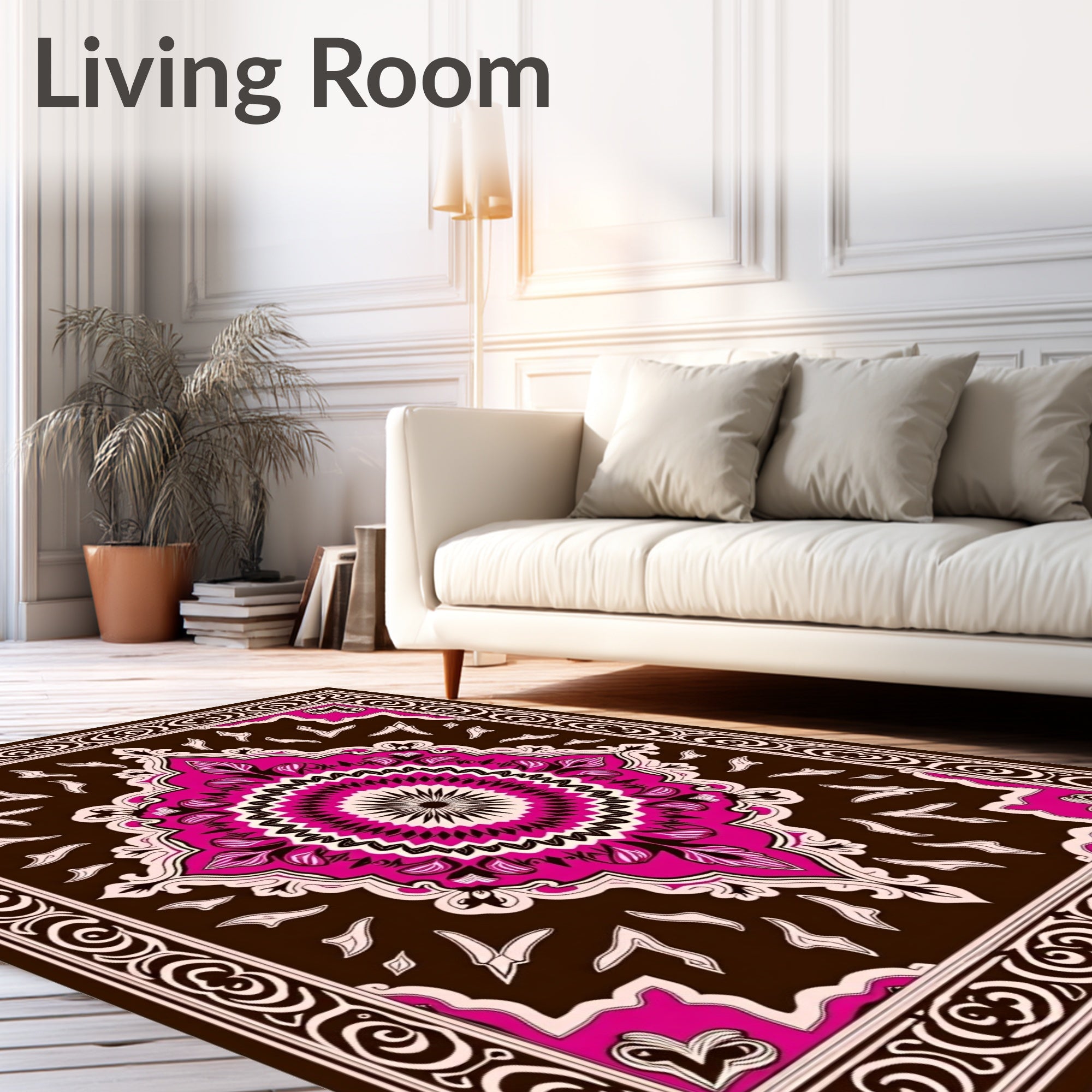 Vibrant pink floral medallion Rug