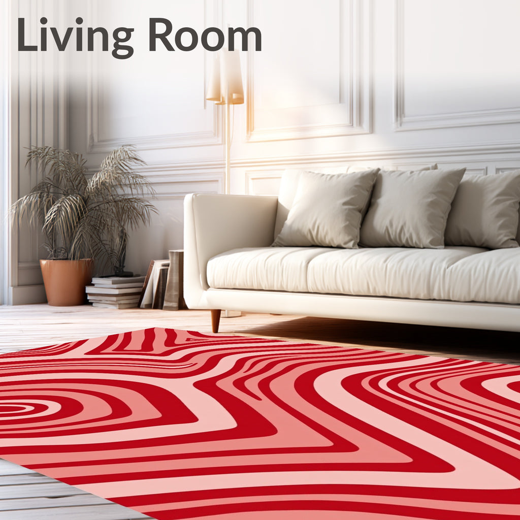 Red Swirl Stripe Pattern Rug