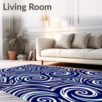 Deep Blue Swirls Abstract Pattern Rug