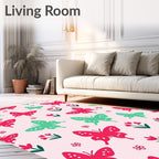 Pink Garden Butterfly Pattern Design Rug