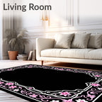 Pink Floral Vine Border Design Rug