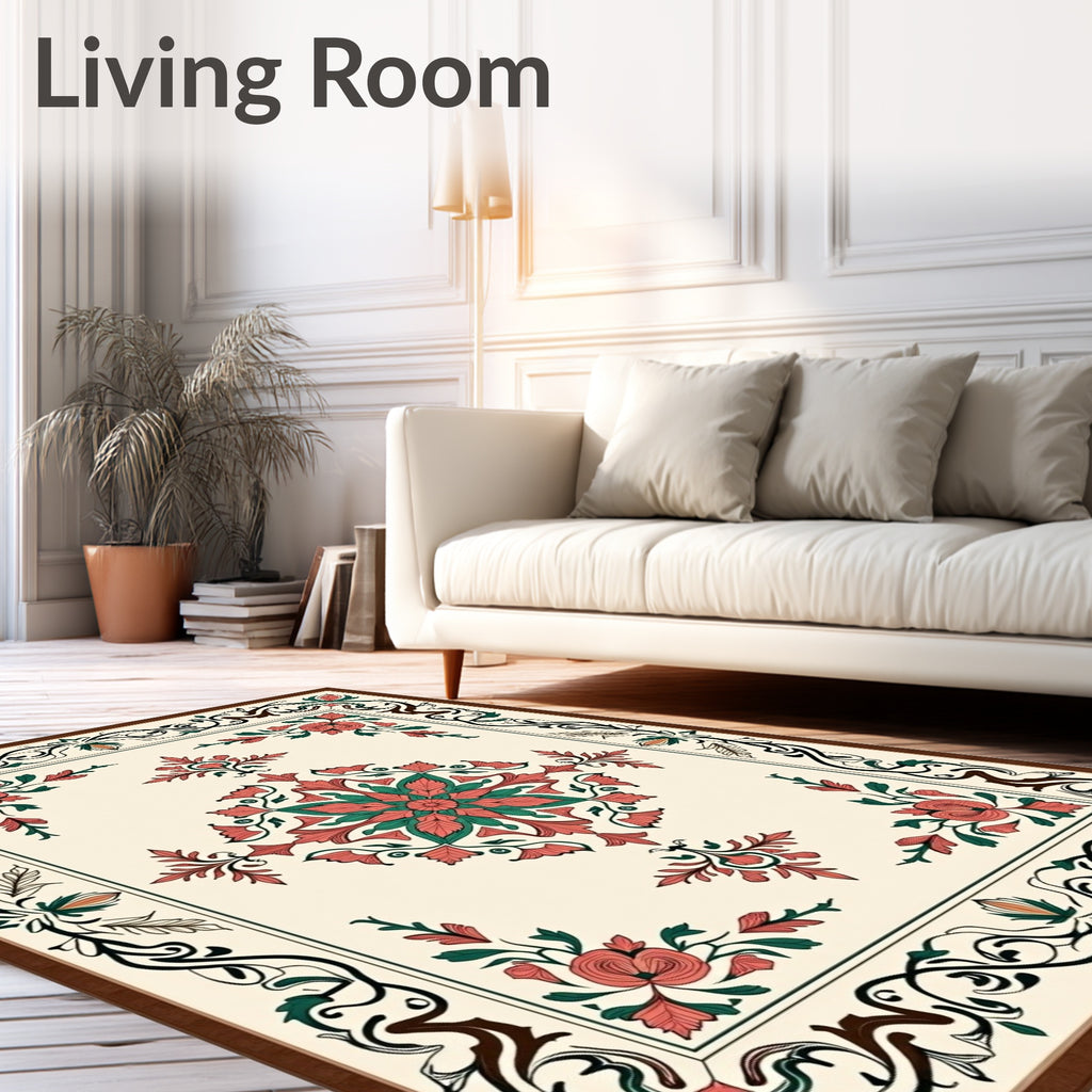 Floral Medallion With Decorative Border Rug