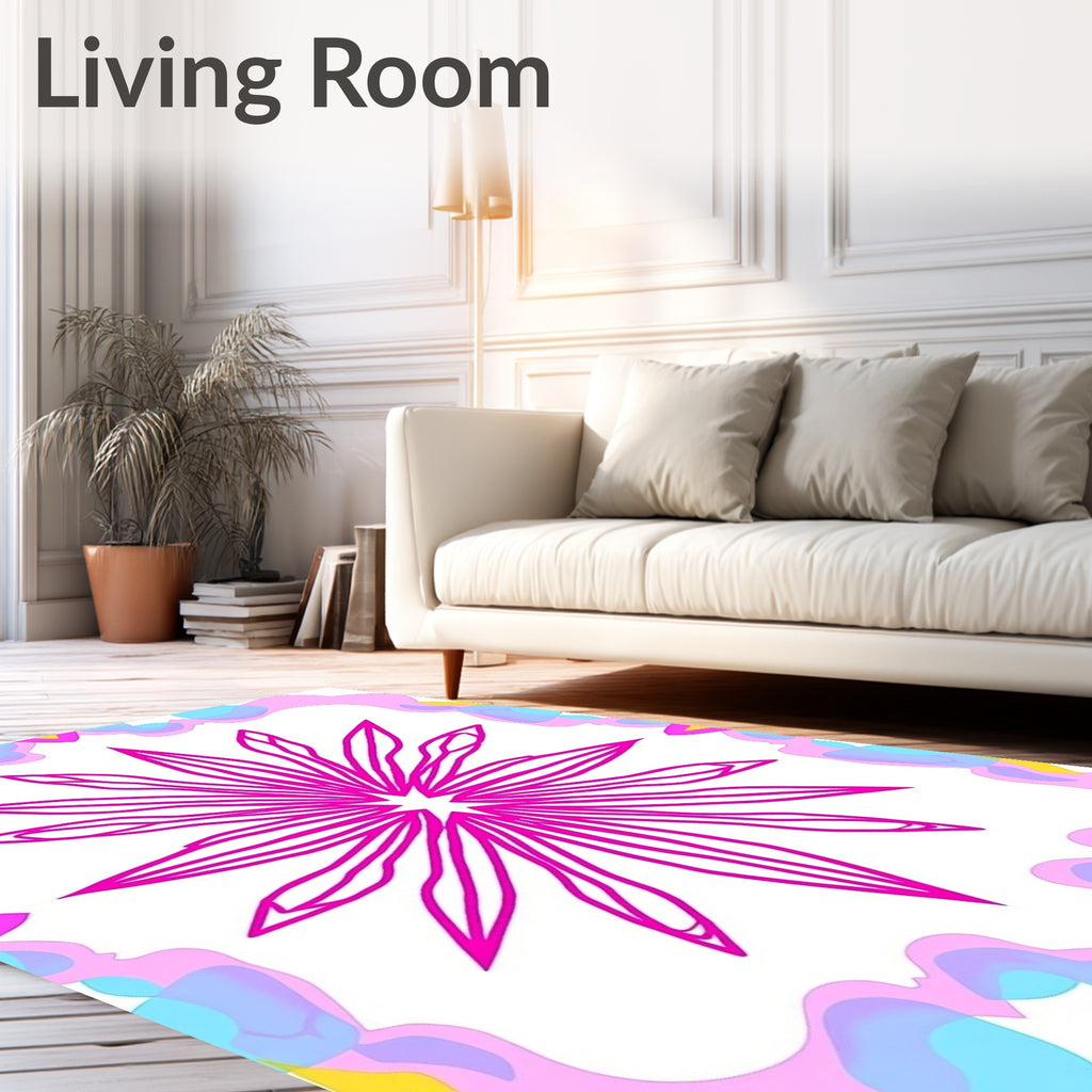 Bold Floral Starburst Pink Pattern Rug