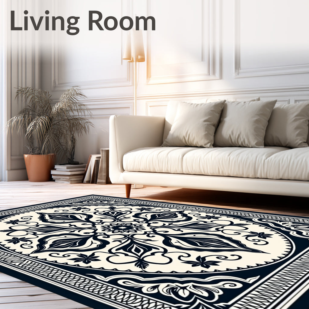 Classic Floral Medallion Border Design Rug