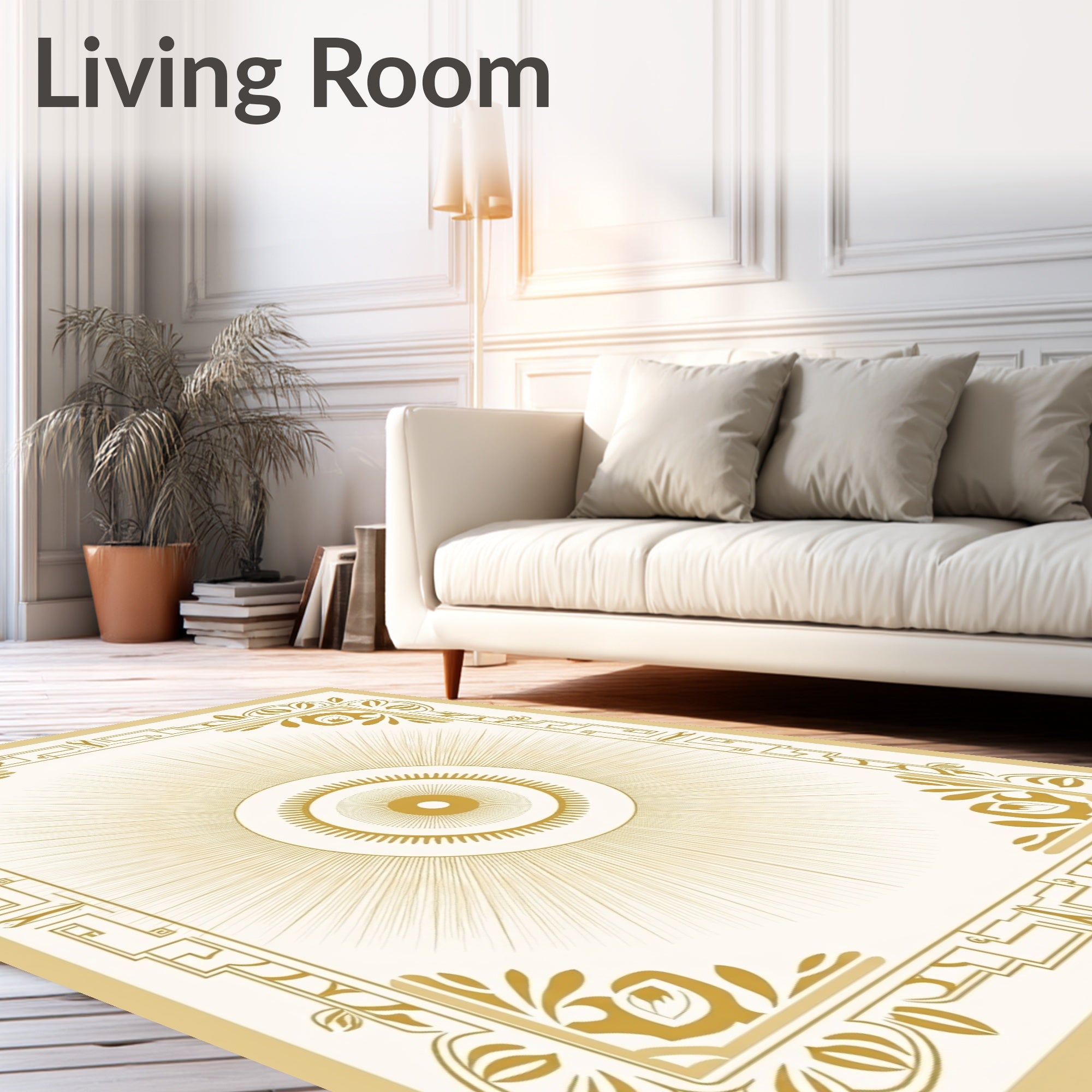 Ornate Sunburst Geometric Frame Rug