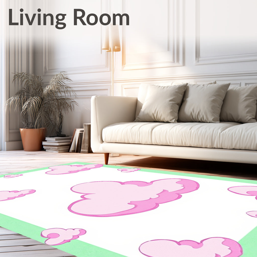 Pink Clouds Whimsical Pattern Rug