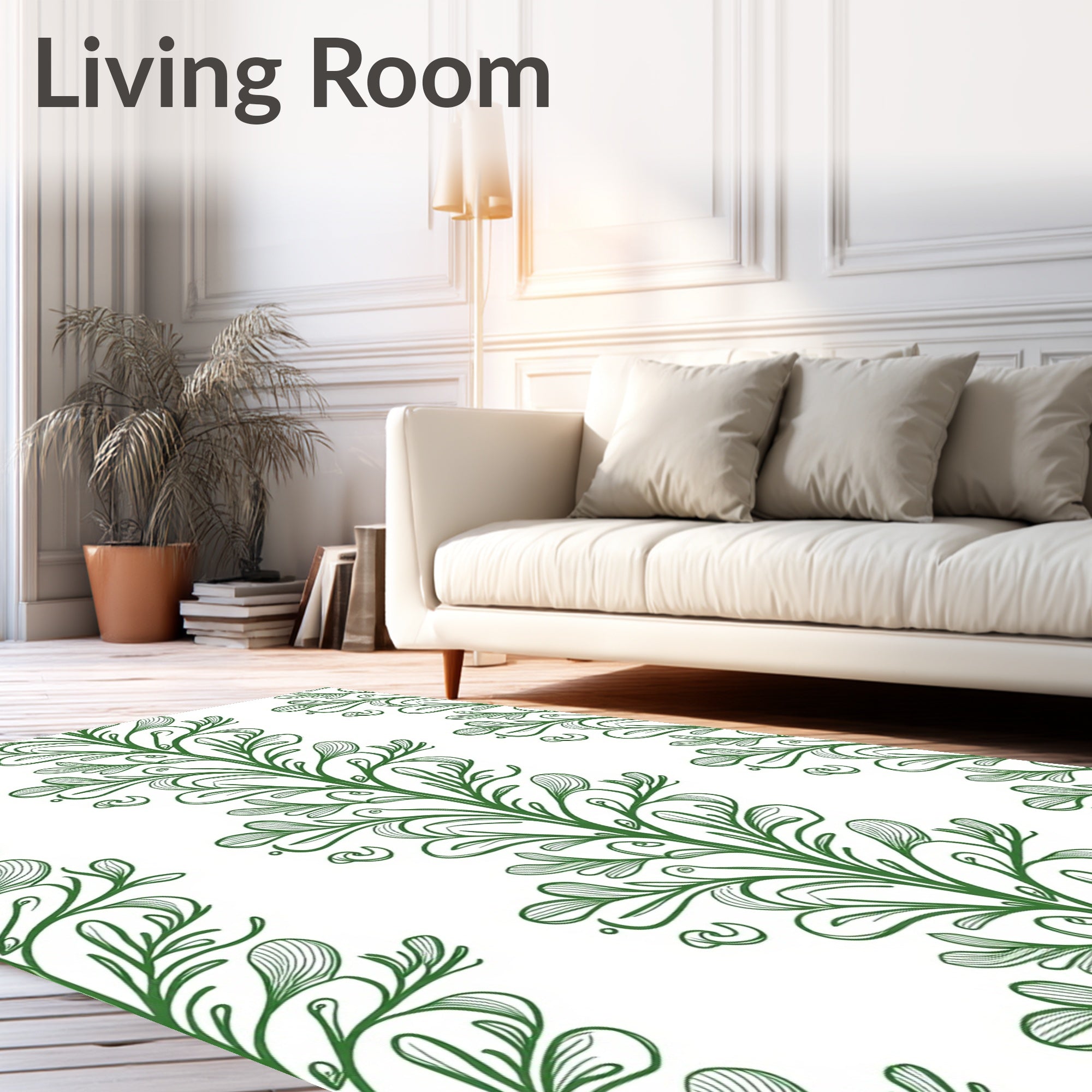 Green Floral Vine Pattern Rug