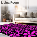 Whimsical Pink Floral Swirl Pattern Rug