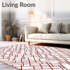 Abstract Geometric Red Lines Pattern Rug