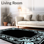 White Floral Scrollwork Accent Rug