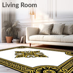Ornate Gold Floral Centerpiece Frame Rug