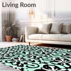 Black White Floral Graphic Pattern Rug