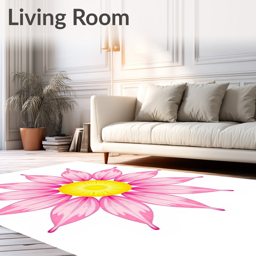 Pink Daisy Floral Radiating Pattern Rug