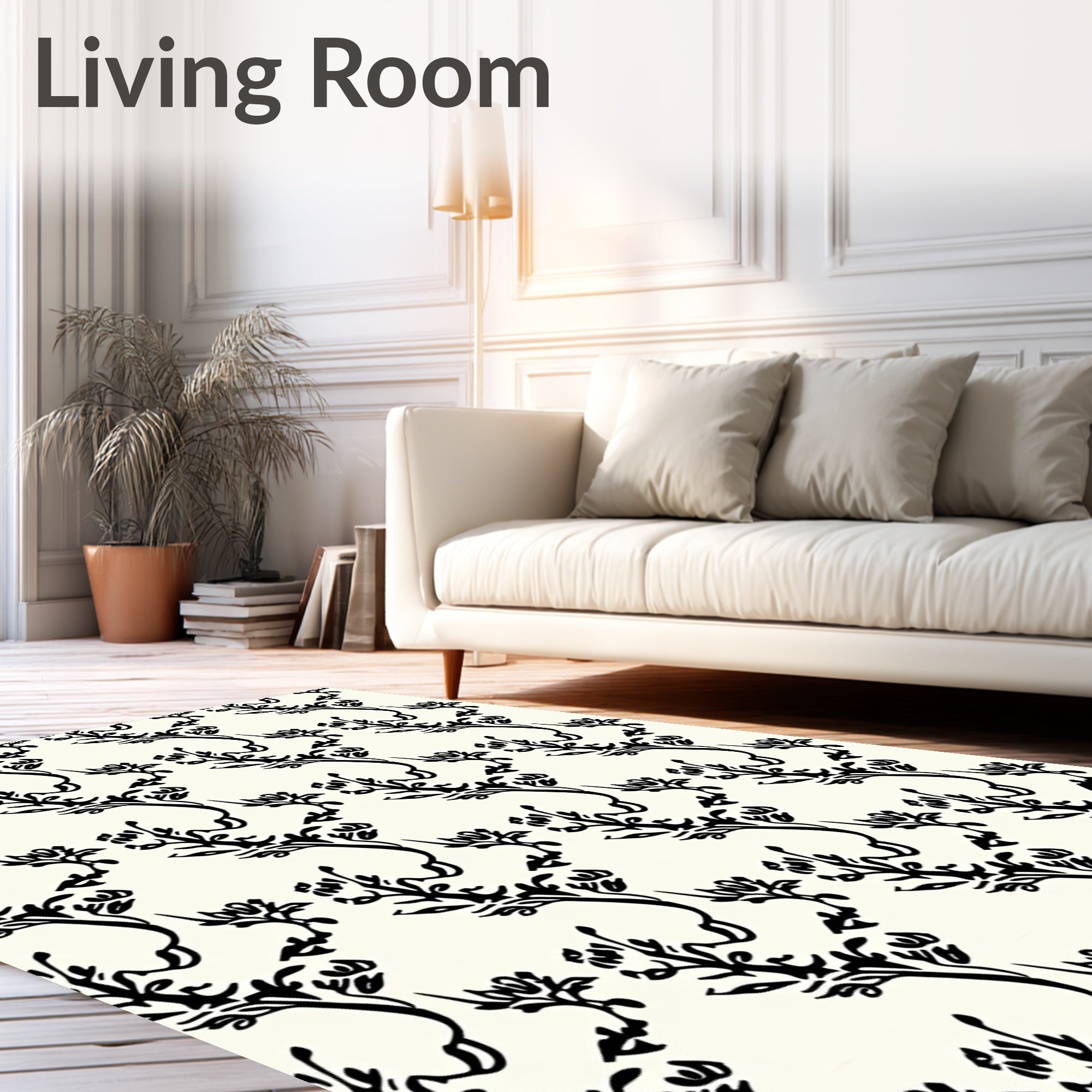 Elegant Black Floral Vine Rapport Rug