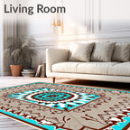 Bold Circular Medallion Pattern Rug