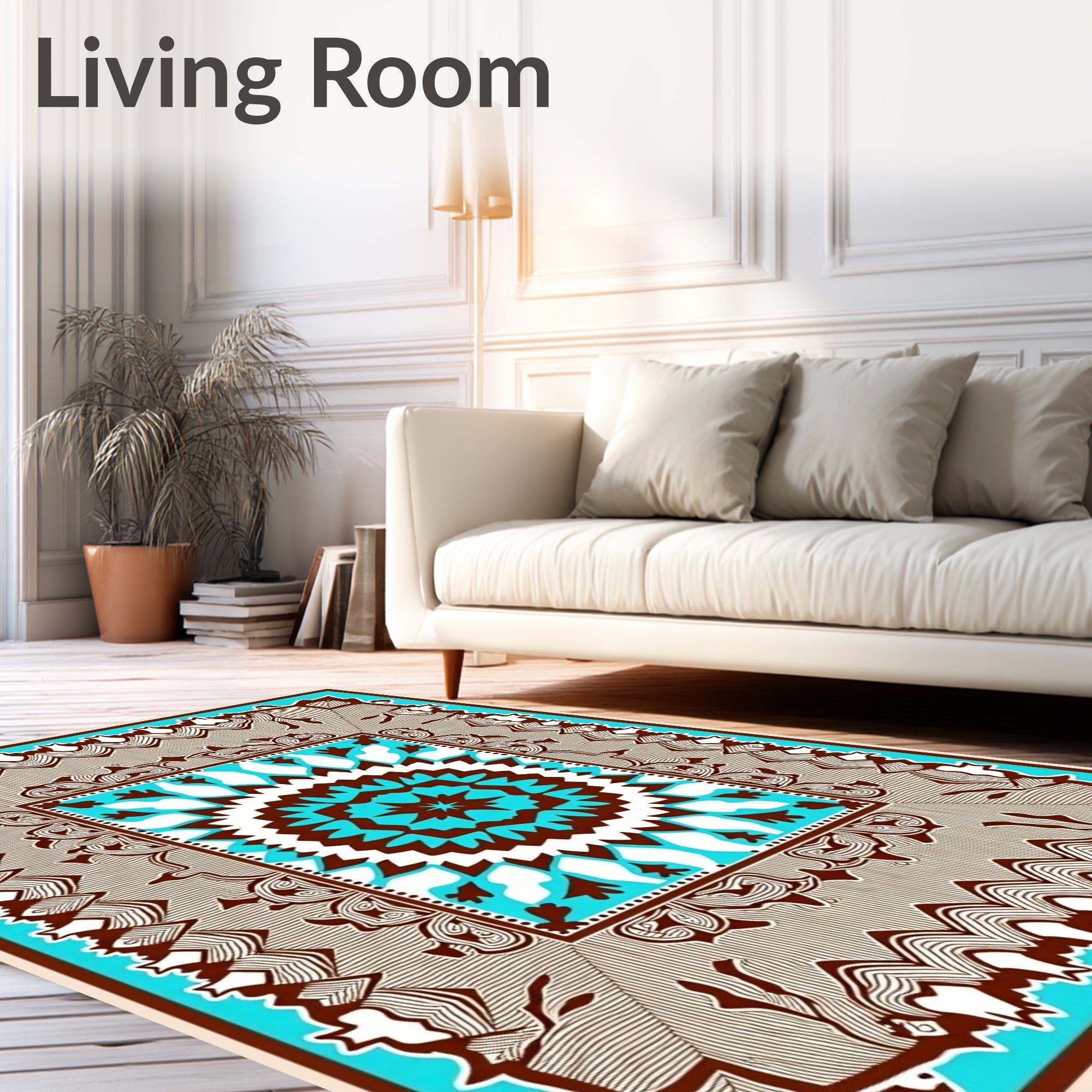 Bold Circular Medallion Pattern Rug