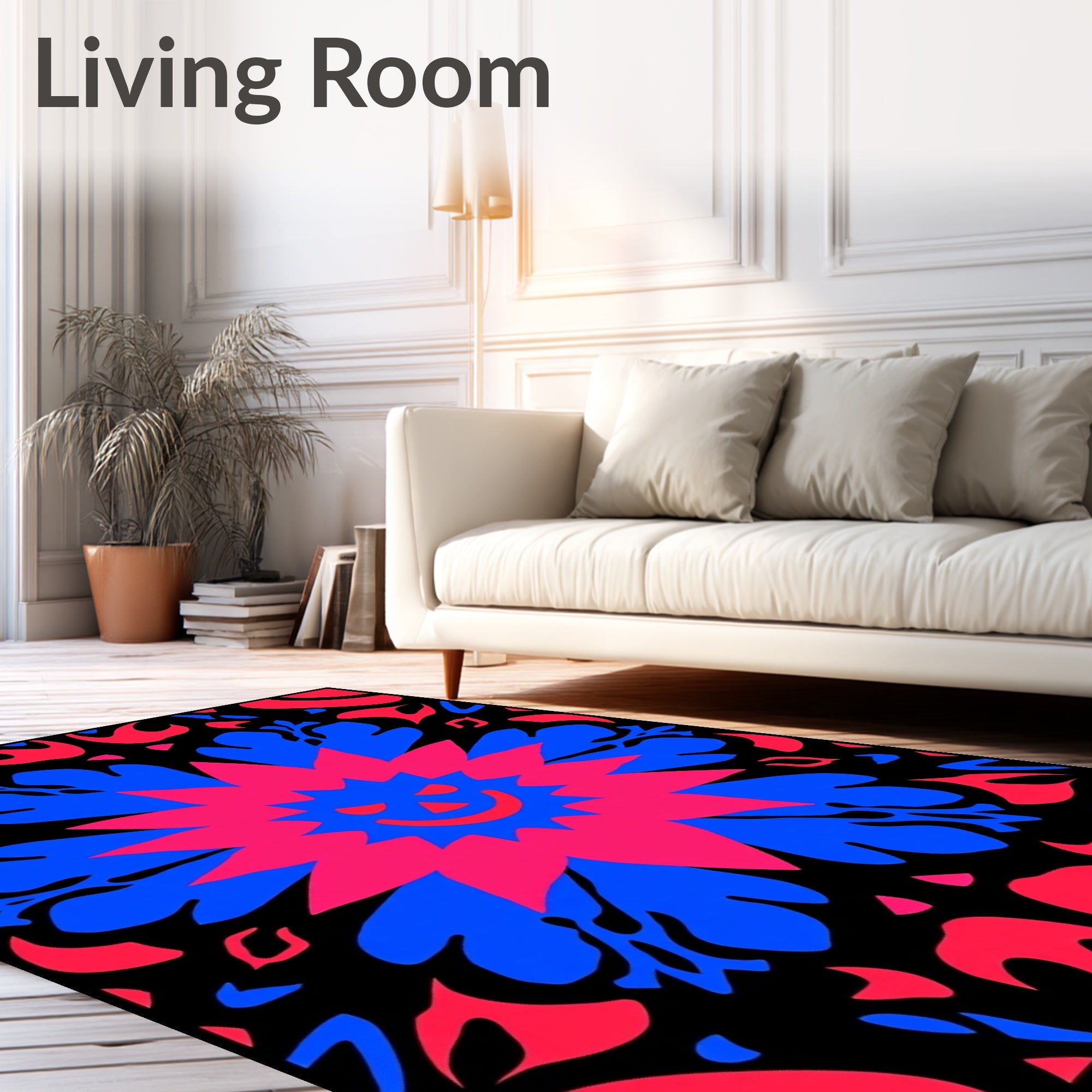 Bold Abstract Floral Face Design Rug