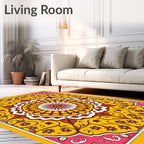 Vibrant Floral Mandala Patterned Rug