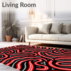 Bold Red White Swirl Stripe Rug