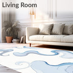 Flowing Blue Cloud-Like Abstract Pattern Rug