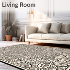 Intricate Swirls Botanical Art Nouveau Rug