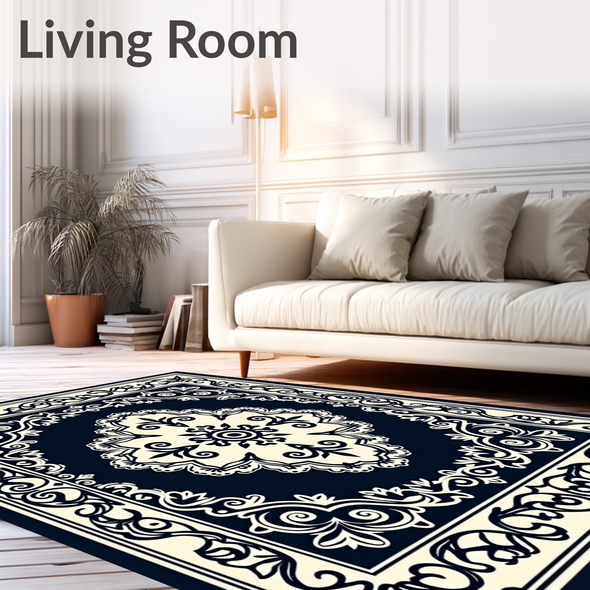 Classic Floral Medallion Border Design Rug