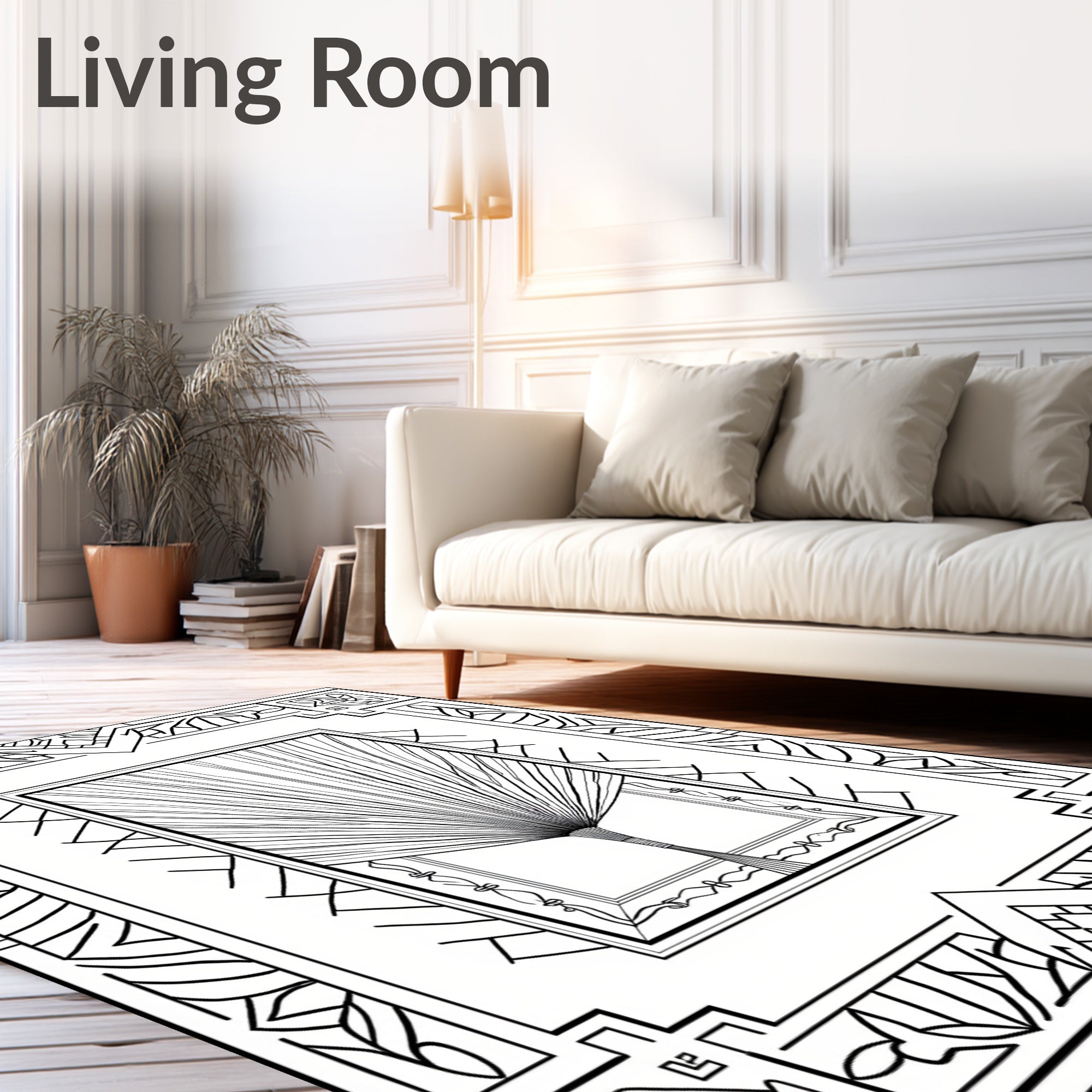 Geometric Art Deco Style Fan Rug
