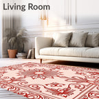 Classic Red Floral Border Design Rug
