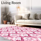 Pink Floral and Leaf Art Nouveau Rug