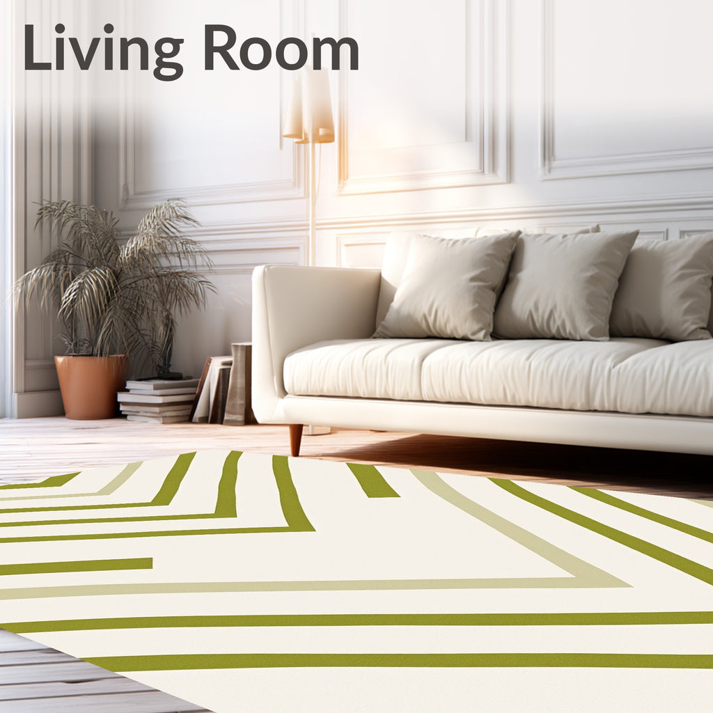 Olive Chevron Patterned Design Rug