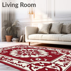 Rich Red Floral Medallion Design Rug