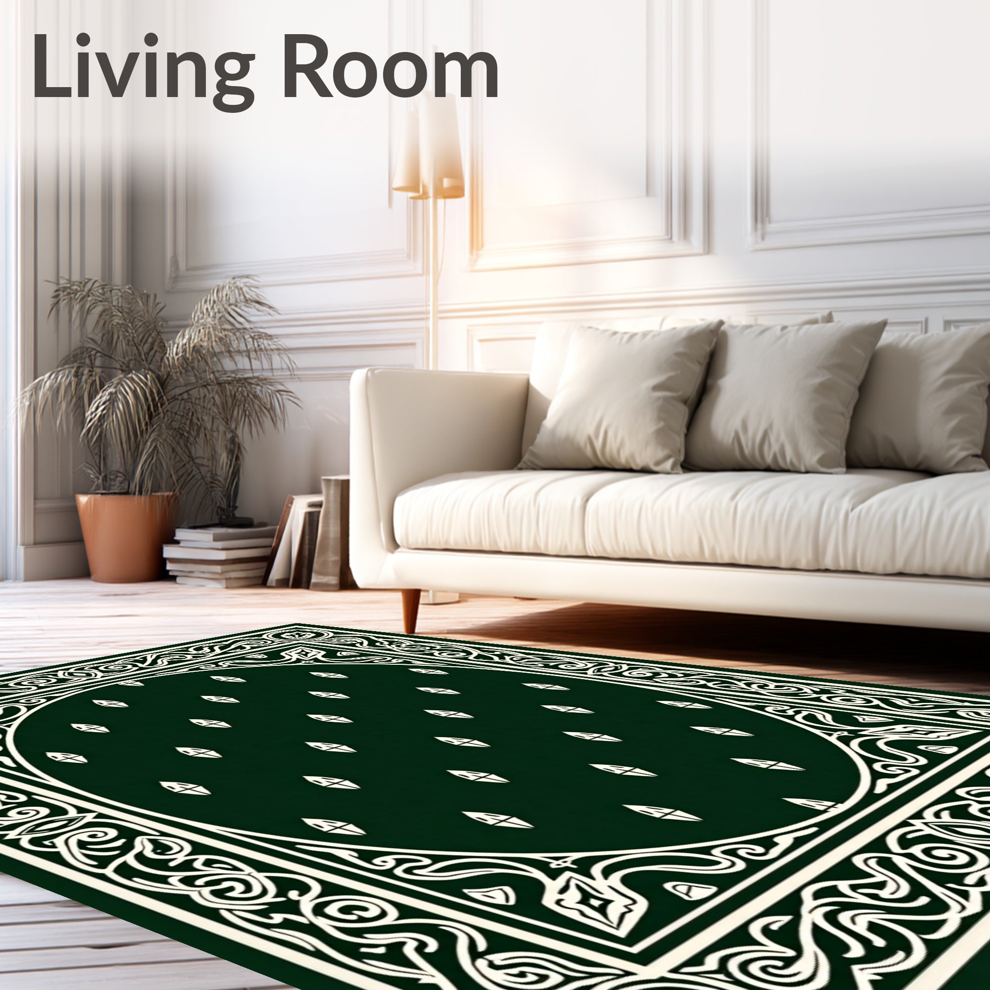 Dark Green Ornamental Pattern Rug
