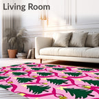 Pink Christmas Tree Gift Garland Rug