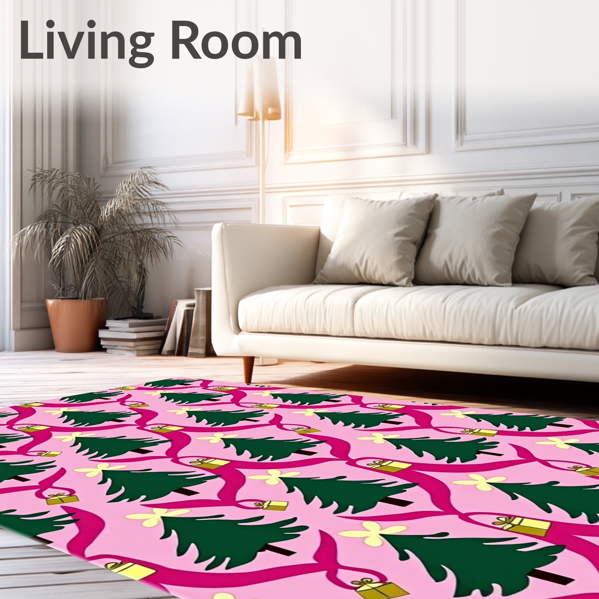 Pink Christmas Tree Gift Garland Rug