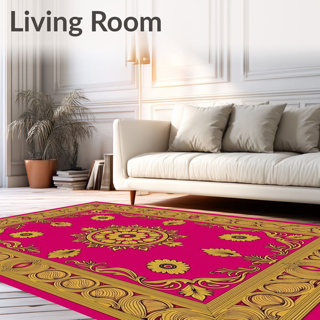 Ornate Floral Frame Design Rug