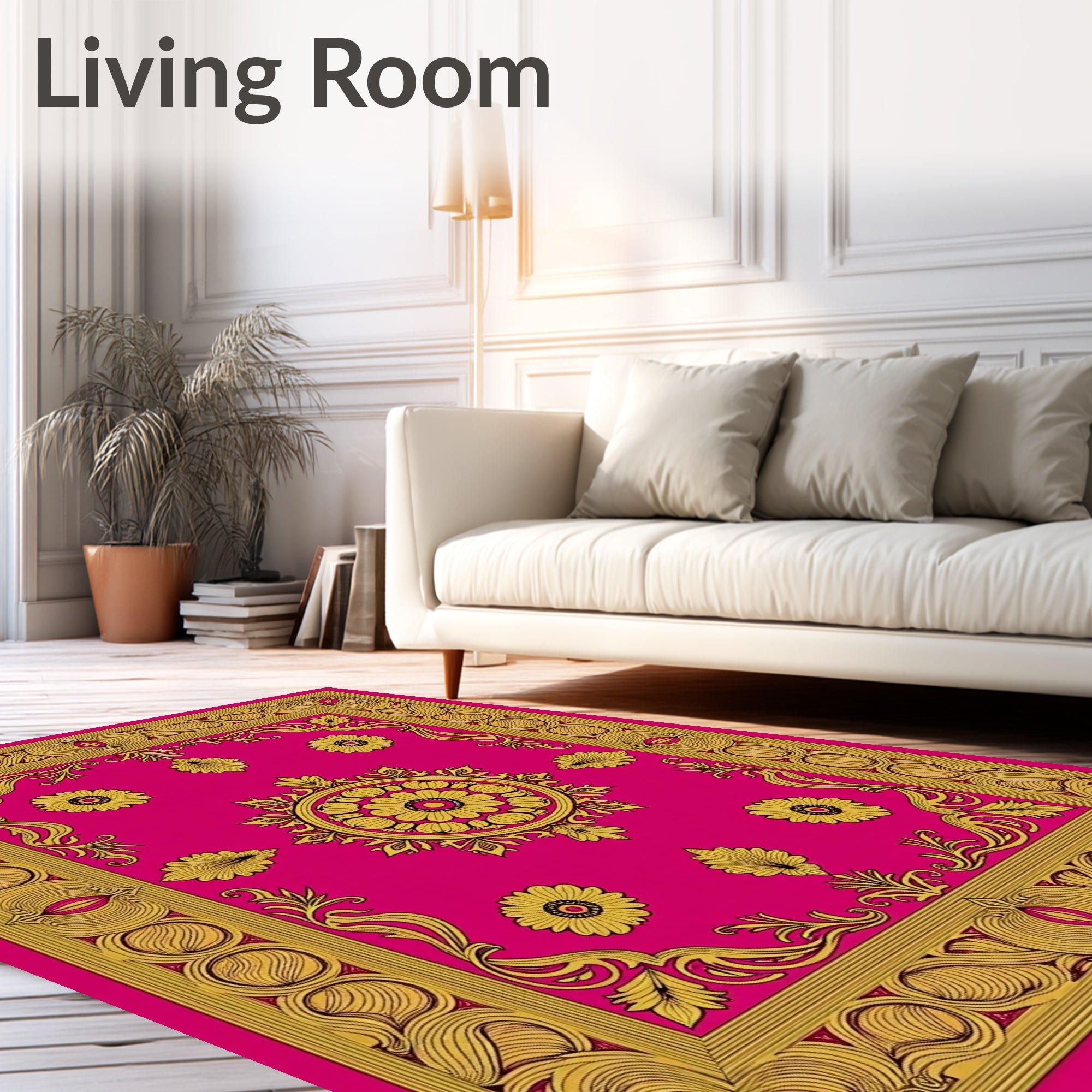 Ornate Floral Frame Design Rug